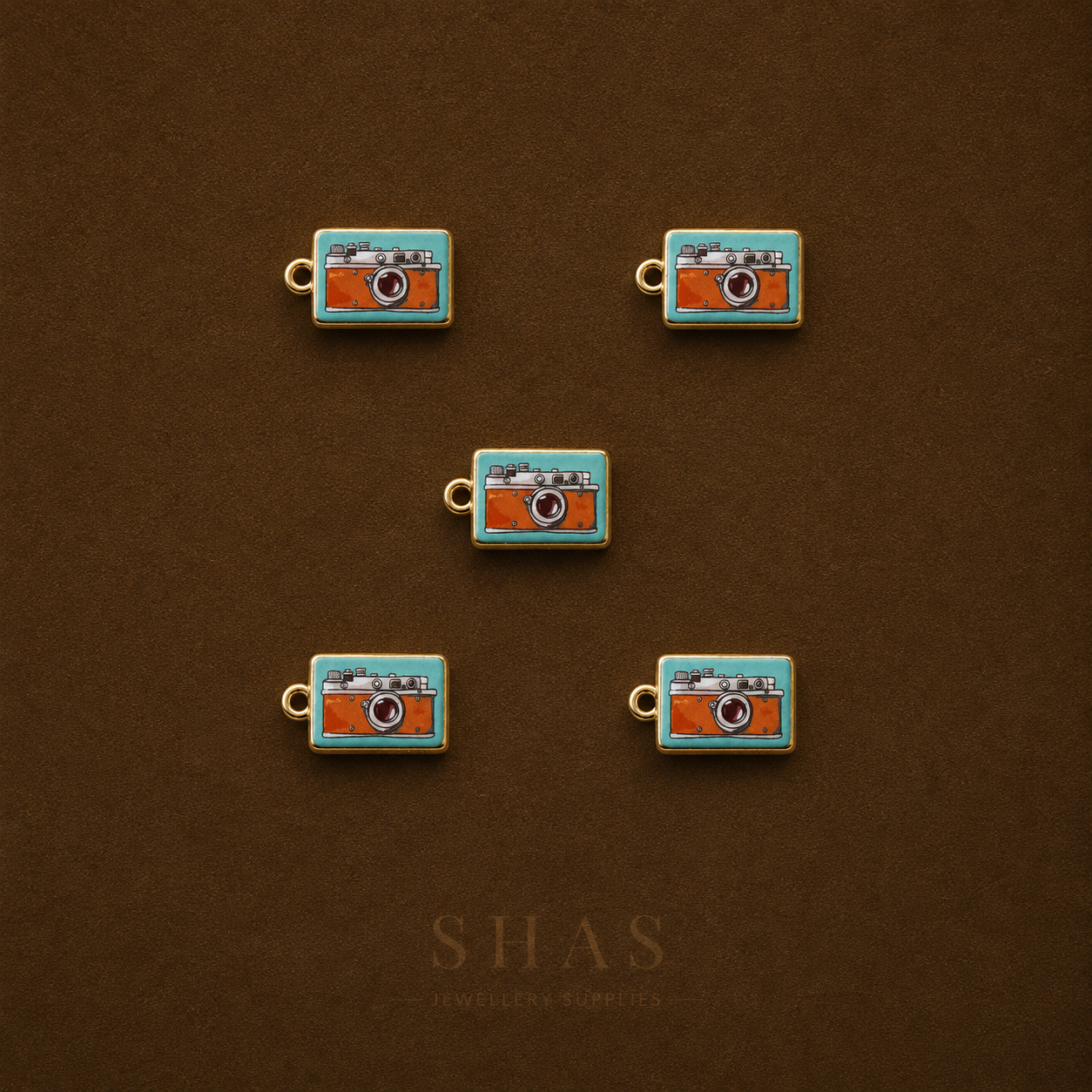 APC01G Vintage Camera Alloy Printed Charm ( 1 PC )