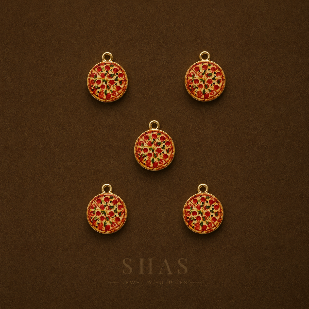 APC01J Pizza Alloy Printed Charm ( 1 PC )