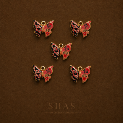 APC01L Floral Butterfly Alloy Printed Charm ( 1 PC )