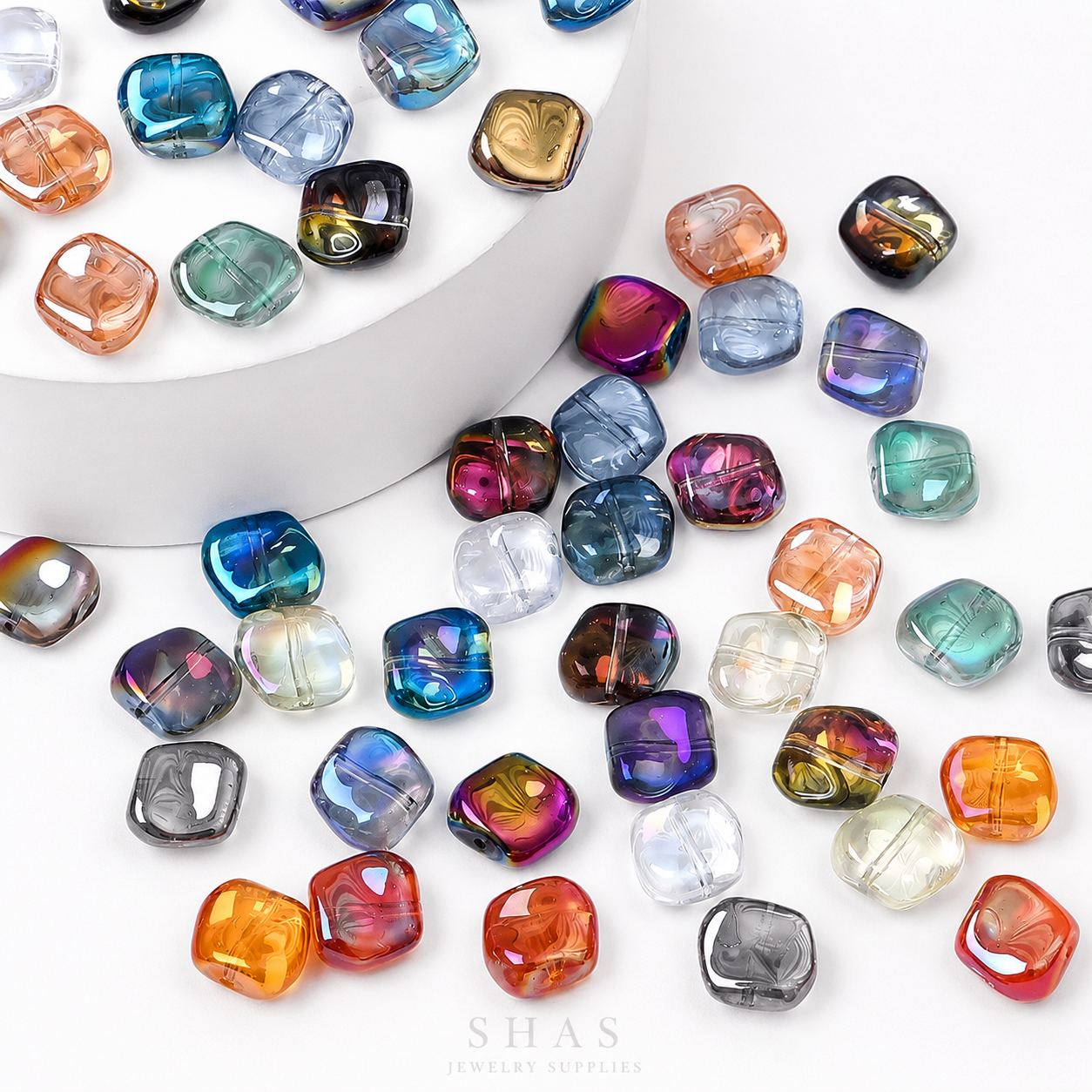 GB06A Gradient Irregular Plating Iridescent Glass Bead ( 1 pc ) Lampwork Bead
