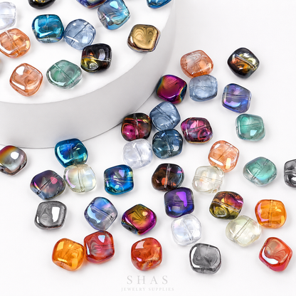 GB06A Gradient Irregular Plating Iridescent Glass Bead ( 1 pc ) Lampwork Bead