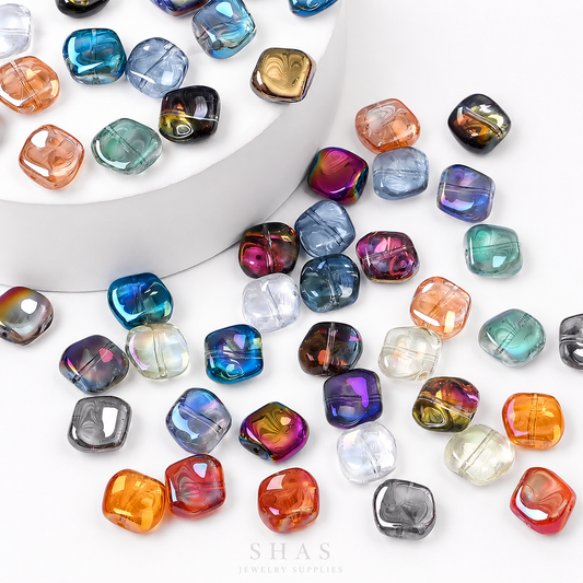 GB06A Gradient Irregular Plating Iridescent Glass Bead ( 1 pc ) Lampwork Bead