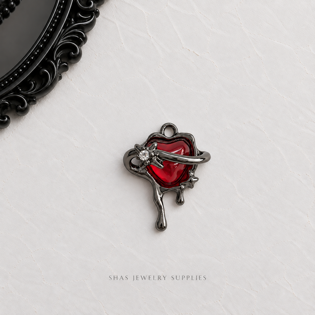 AC02Y Dripping Heart Gothic Charm ( 1 pc ) High Quality Alloy