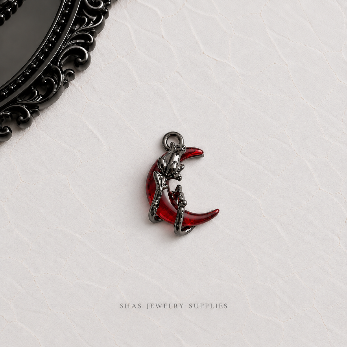 AC03H Red Crescent Moon Gothic Charm ( 1 pc ) High Quality Alloy