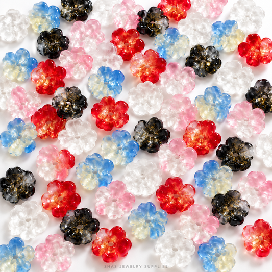 GB68 Cherry Blossom Flower Glass Beads ( 1 pc ) Lampwork Bead