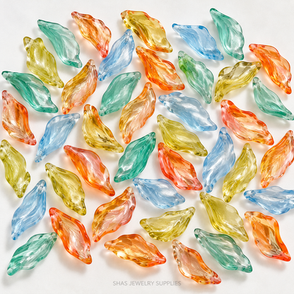 GB66 Seaweed Leaves Glass Beads ( 1 pc ) Czech Bead