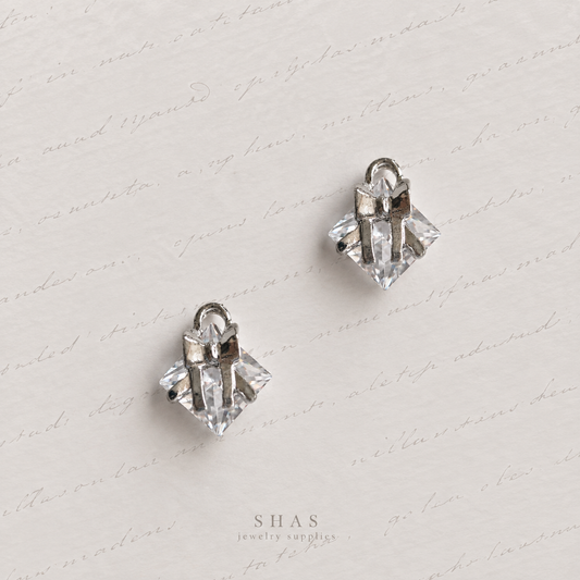 AC07 White Zircon Bow Y2K Alloy Charm ( 1 pc )