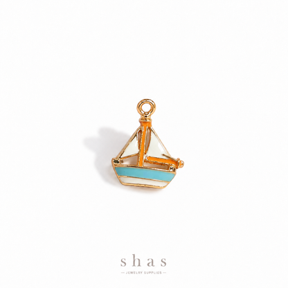 PC05J Sea Sail Boat 3D Enamel Charm ( 1 pc ) Premium Collectible