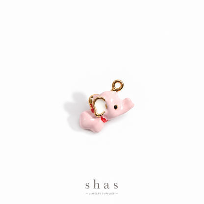 PC05N Pink Elephant 3D Enamel Charm ( 1 pc ) Premium Collectible