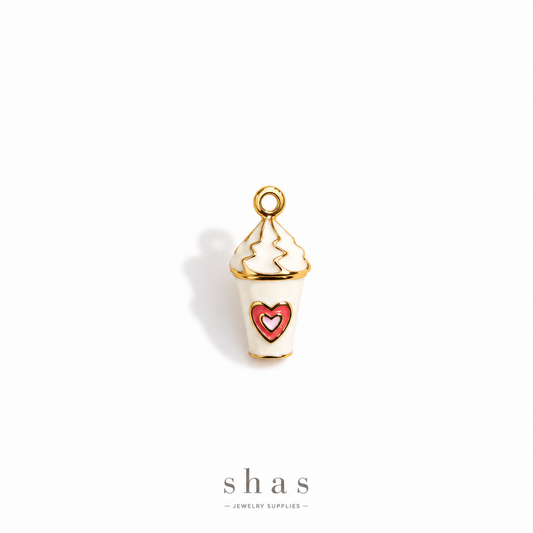 PC05Y White Frappe 3D Enamel Charm ( 1 pc ) Premium Collectible