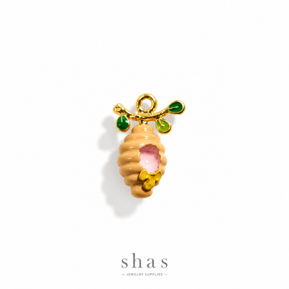 PC05Q Bee Hive 3D Enamel Charm ( 1 pc ) Premium Collectible