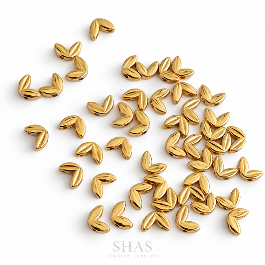 GSB07 Wheat Spacer bead Double Hole 18K Gold ( 1 pc )