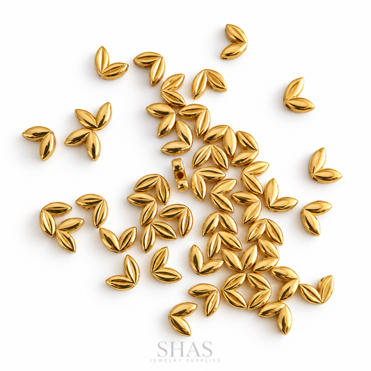 GSB08 Wheat Spacer bead Single Hole 18K Gold ( 1 pc )