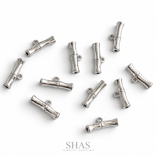 GSB12 Bamboo Spacer Bead with Loop Silver ( 1 pc )