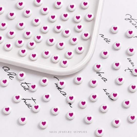 AB112G Purple Hearts Round Acrylic Bead ( 1 pc )
