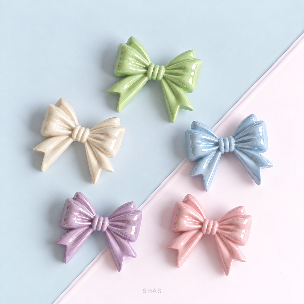 AB106 Pastel Bow Acrylic Bead ( 1 pc )