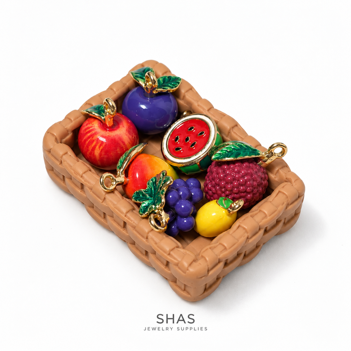 Assorted Fruit Basket with Premium 3D Fruit Charms ( 1 set )