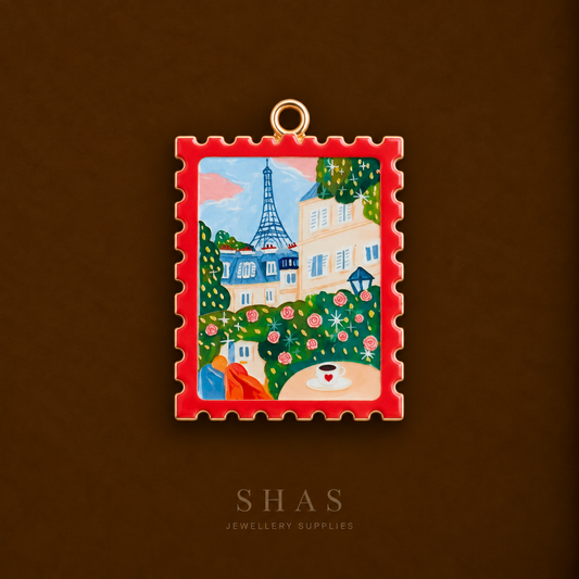 APC02W Paris Cafe Alloy Printed Charm ( 1 PC )