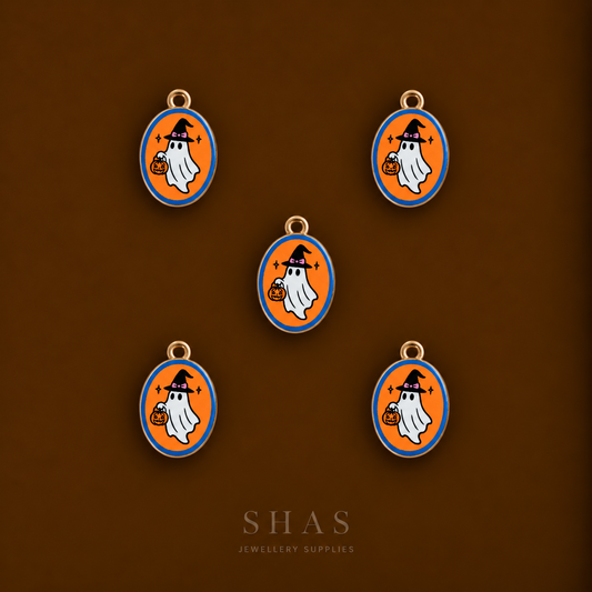 APC03A Halloween Boo Alloy Printed Charm ( 1 PC )