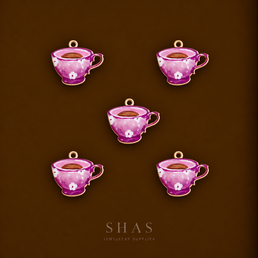 APC03D Cozy Teacup Alloy Printed Charm ( 1 PC )