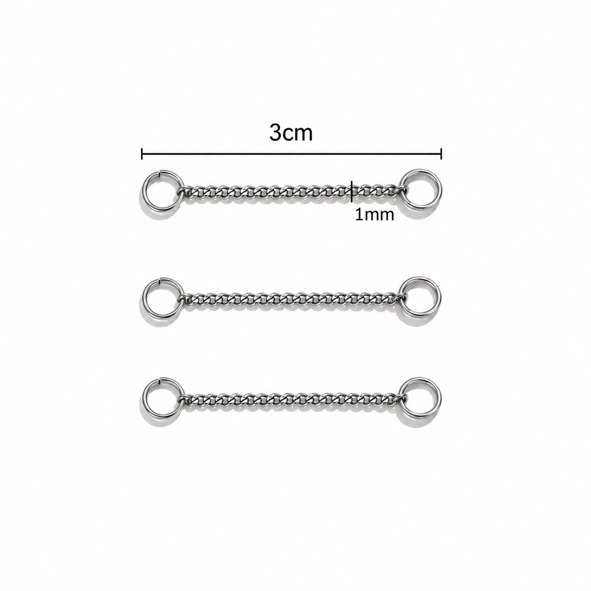 ES13 Chain Connector Silver ( 1 pc ) PVD Plated