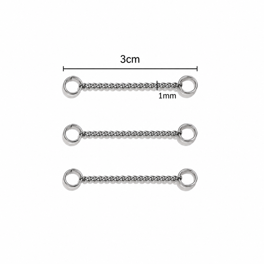 ES13 Chain Connector Silver ( 1 pc ) PVD Plated