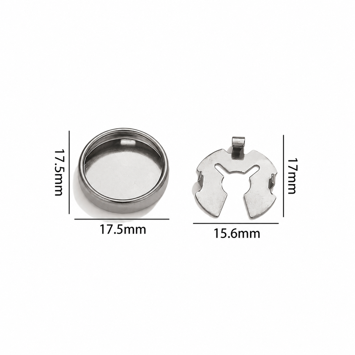 ES18 Round Snap Turtle Buckle Silver ( 1 pc ) PVD Plated