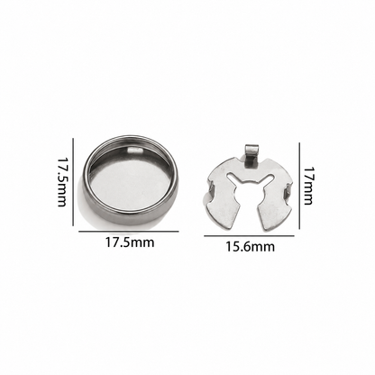 ES18 Round Snap Turtle Buckle Silver ( 1 pc ) PVD Plated