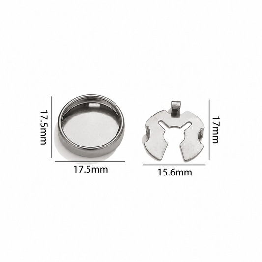 ES18 Round Snap Turtle Buckle Silver ( 1 pc ) PVD Plated