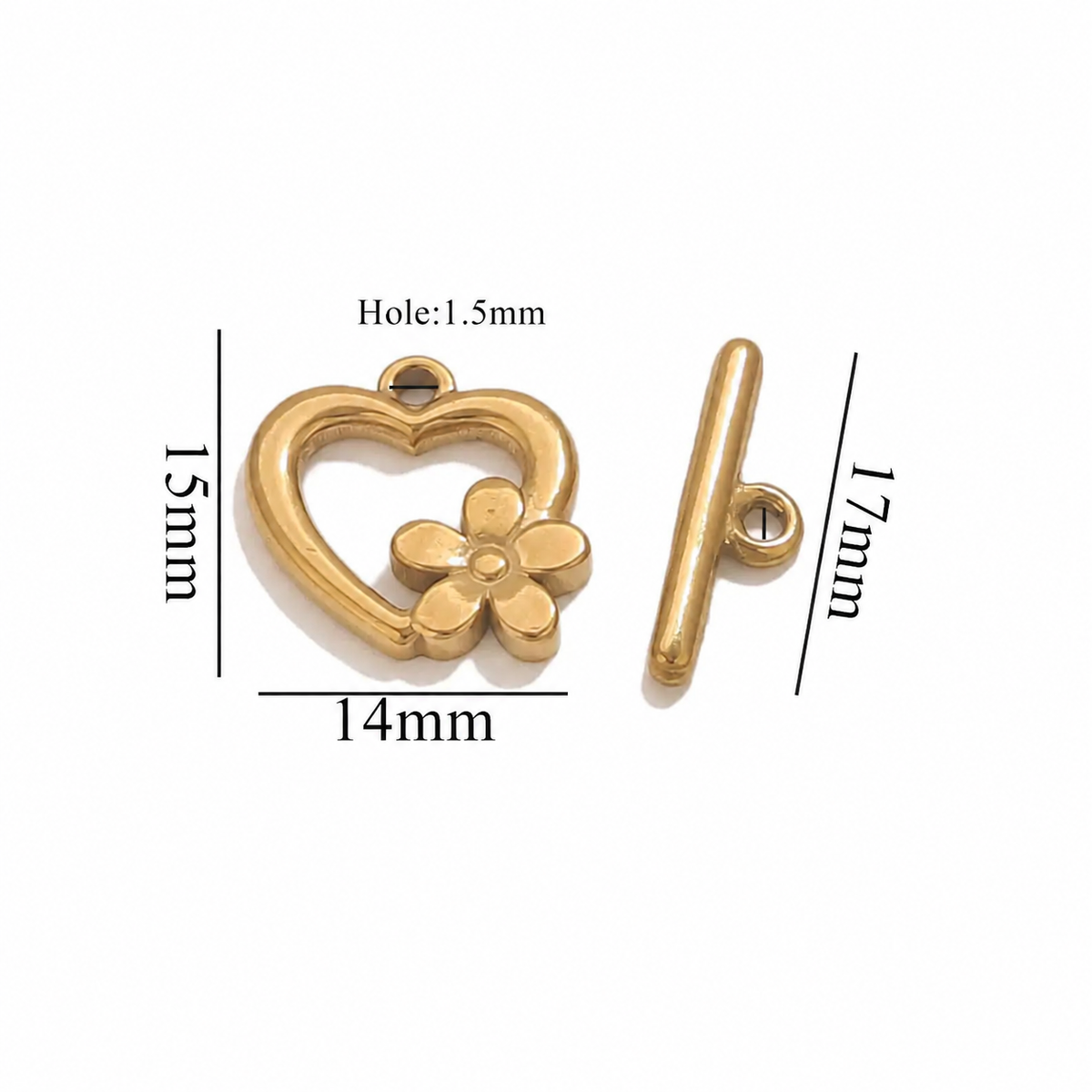 ES23 Heart Floral Toggle Clasp ( 1 pc ) PVD Plated