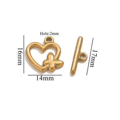 ES24 Heart Butterfly Toggle Clasp ( 1 pc ) PVD Plated
