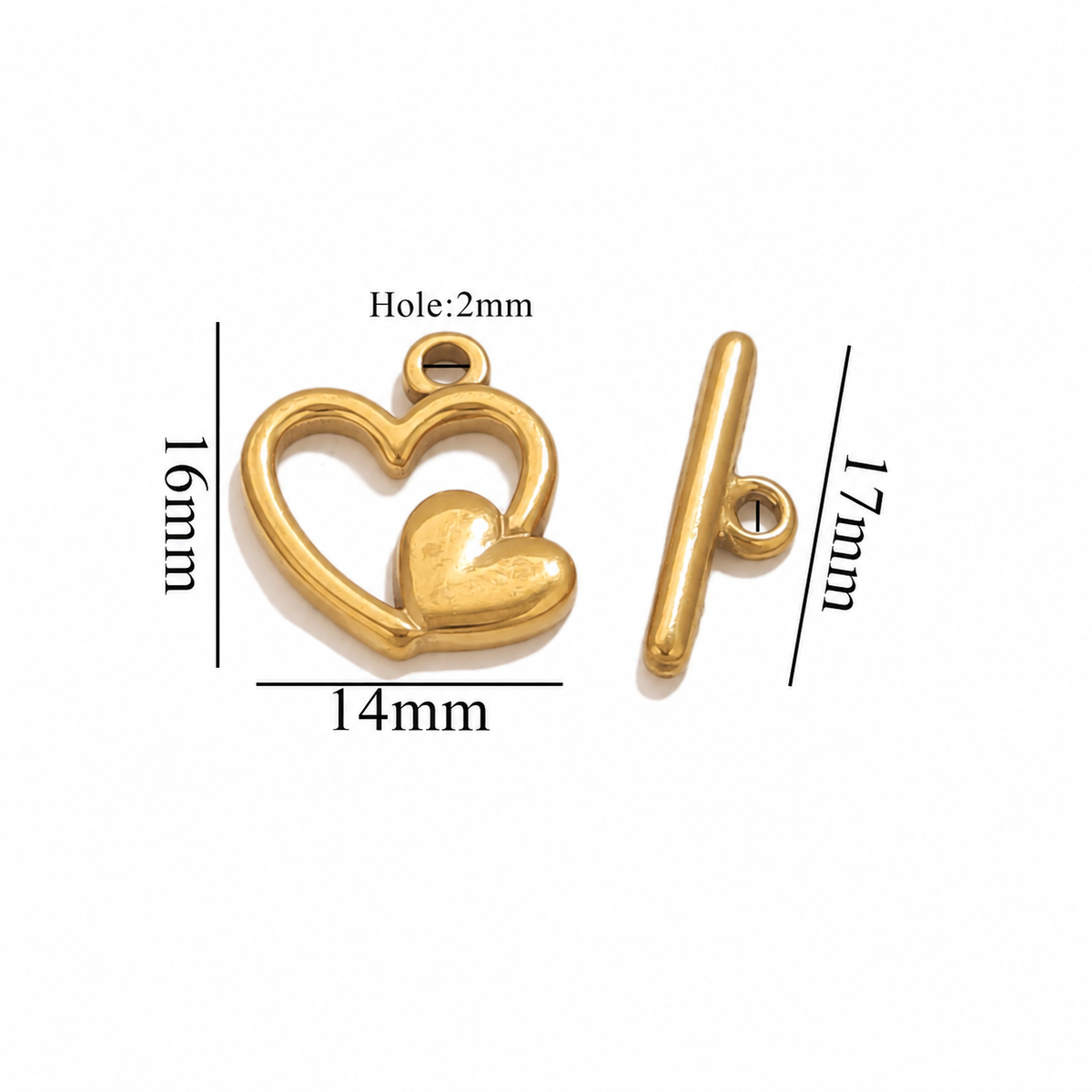 ES25 Hearts Toggle Clasp ( 1 pc ) PVD Plated