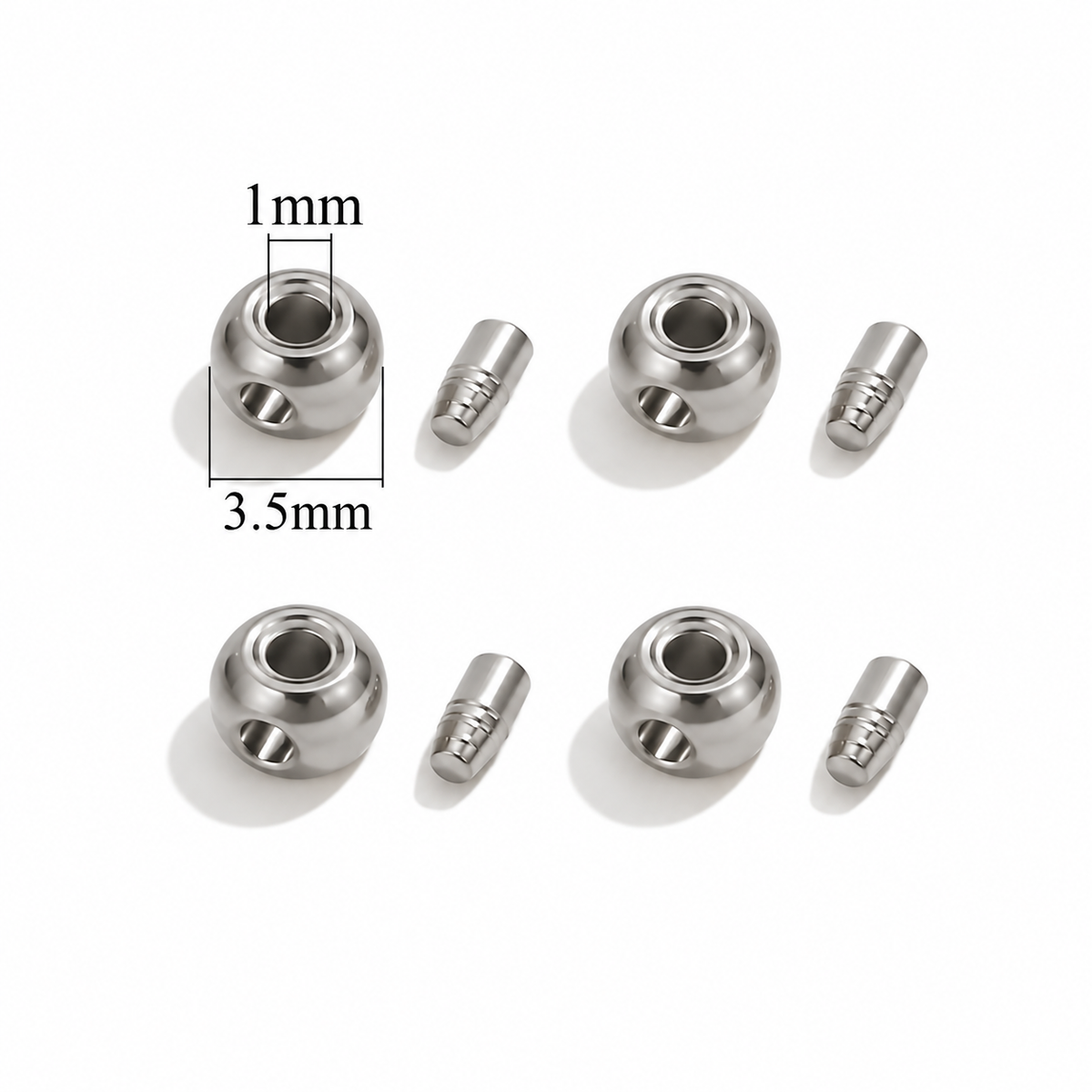 ES29 Round Positioning Bead Silver ( 1 pc ) PVD Plated