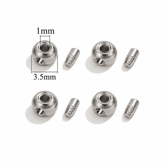 ES29 Round Positioning Bead Silver ( 1 pc ) PVD Plated