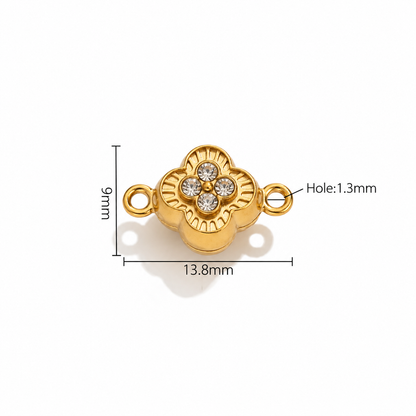 ES06 Zircon Clover Magnetic Connector 18k Gold ( 1 pc ) PVD Plated