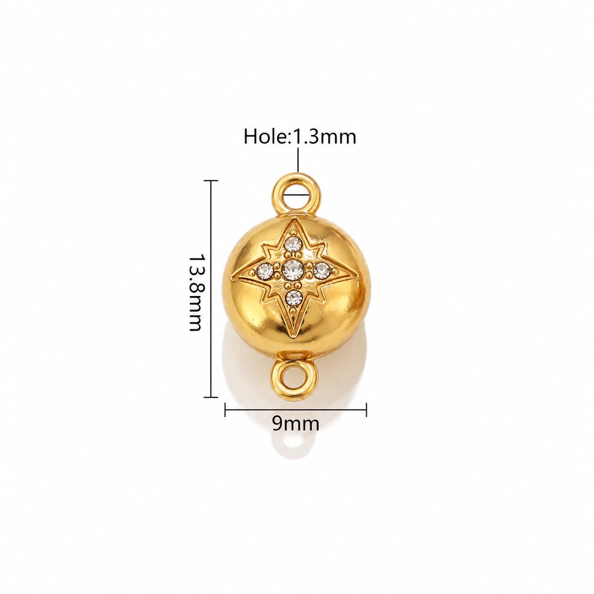ES07 Zircon Starburst Magnetic Connector 18k Gold ( 1 pc ) PVD Plated