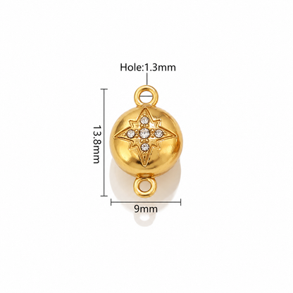 ES07 Zircon Starburst Magnetic Connector 18k Gold ( 1 pc ) PVD Plated