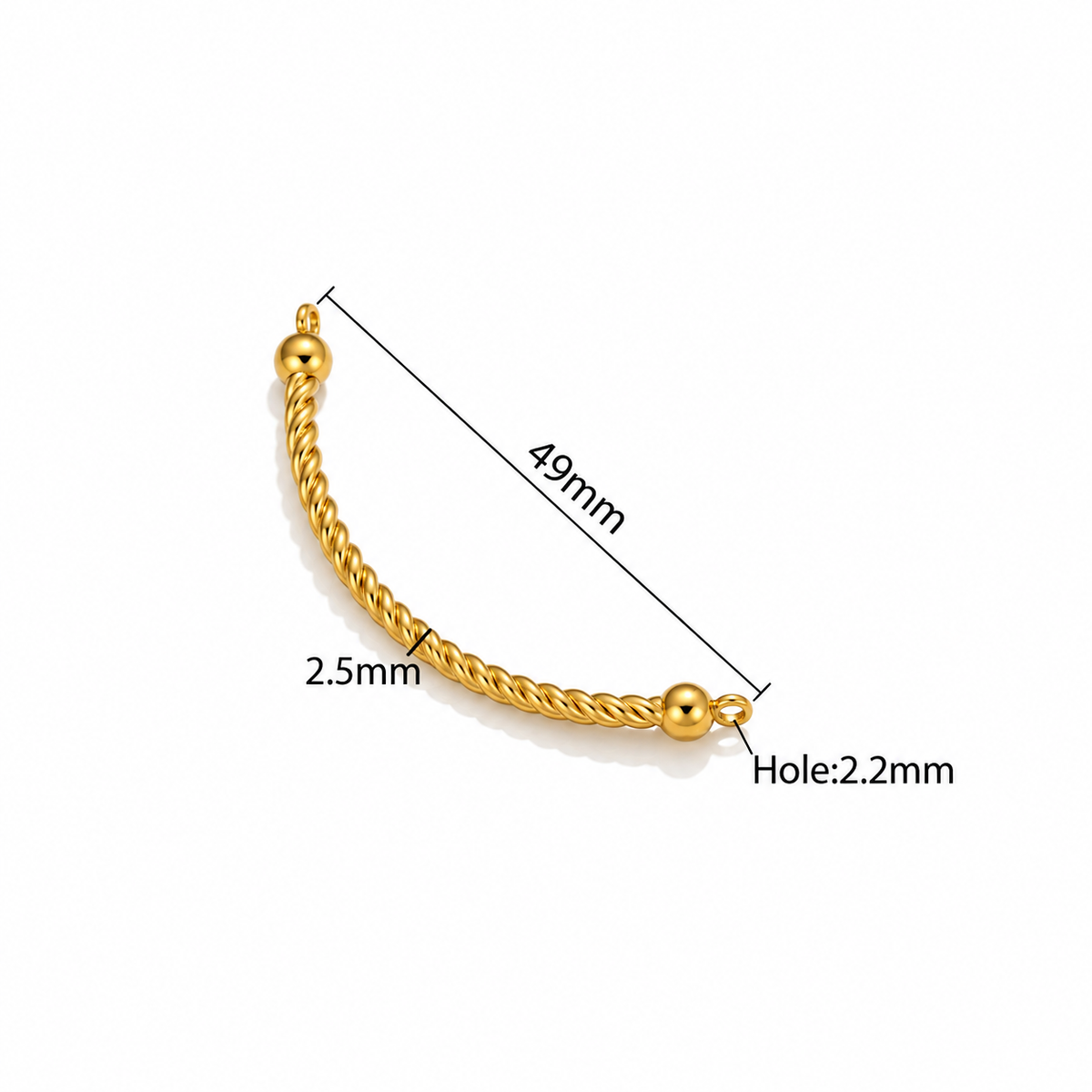 ES11 Twisted Curved Connector Bar 18k Gold ( 1 pc ) PVD Plated
