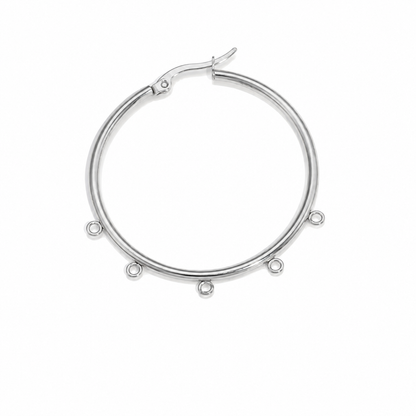 STS70 Hoop With Loops Stud Silver ( 1 pair ) PVD Plated