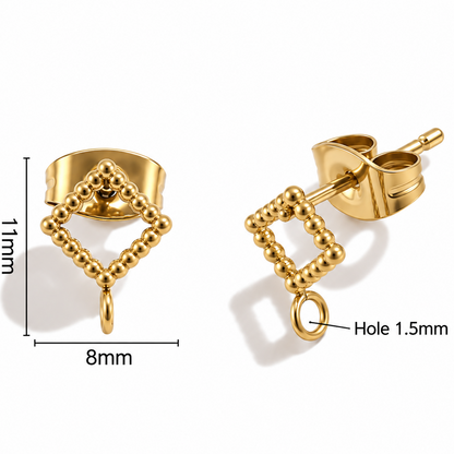 STS77 Diamond Hollow Stud 18k Gold  ( 1 pair ) PVD Plated