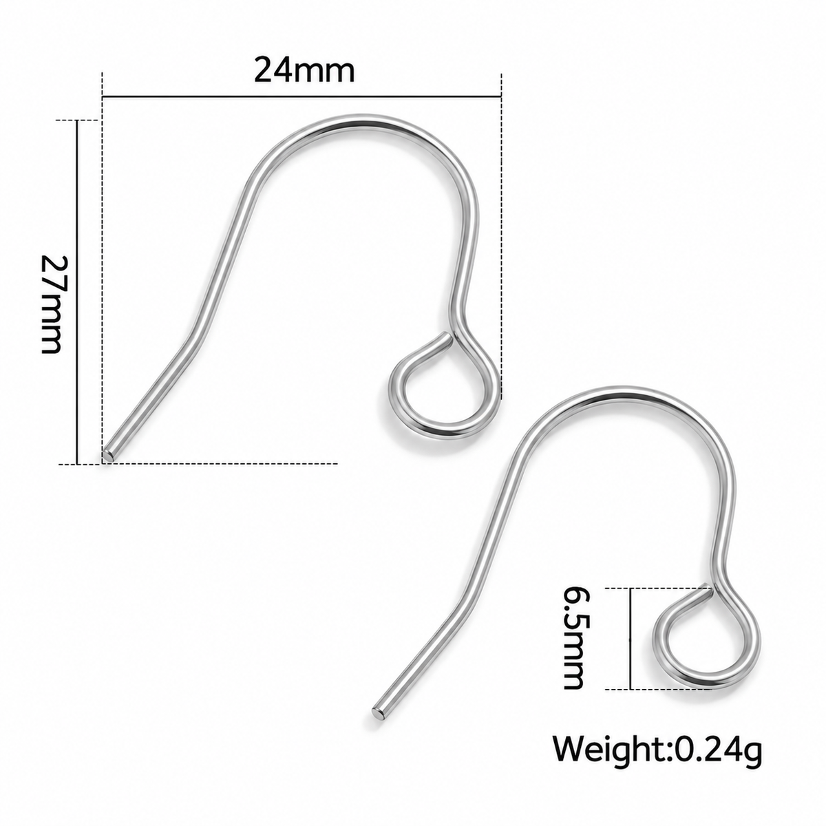 STS81 Fish Hook Silver ( 1 pair ) PVD Plated