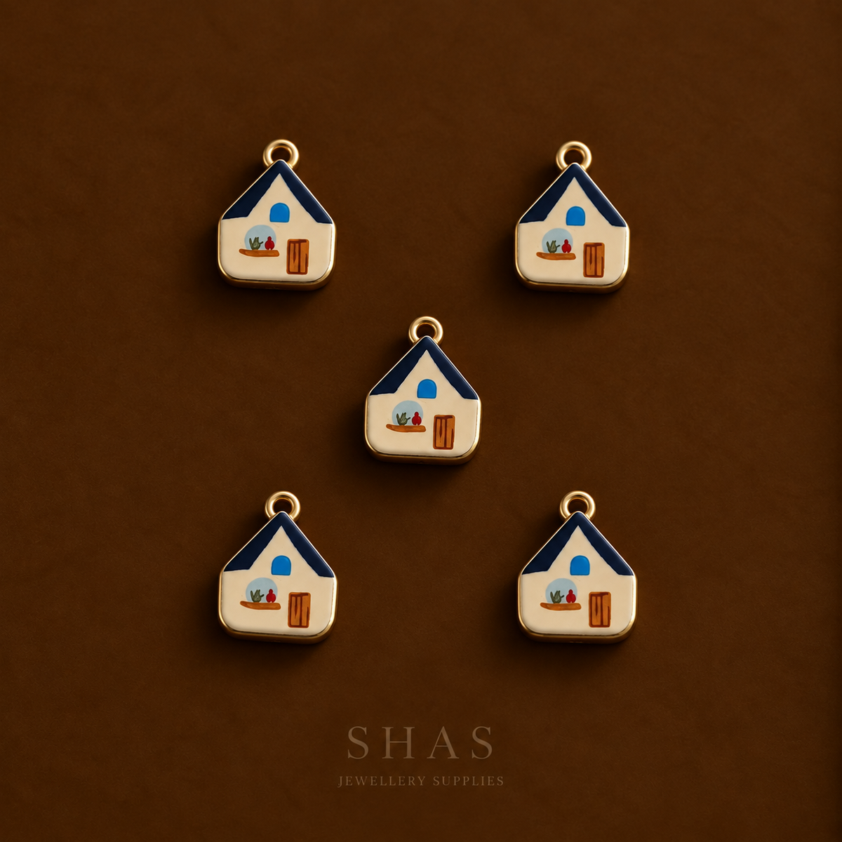 APC03M Cute House Alloy Printed Charm ( 1 PC )
