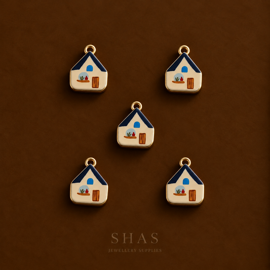 APC03M Cute House Alloy Printed Charm ( 1 PC )
