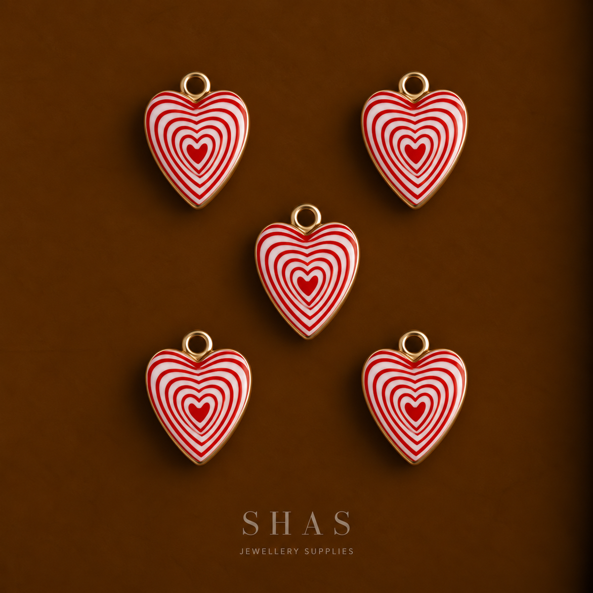 APC04D Patterned Heart Alloy Printed Charm ( 1 PC )