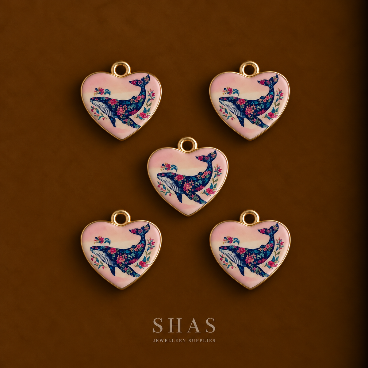 APC04E Love Whale Alloy Printed Charm ( 1 PC )