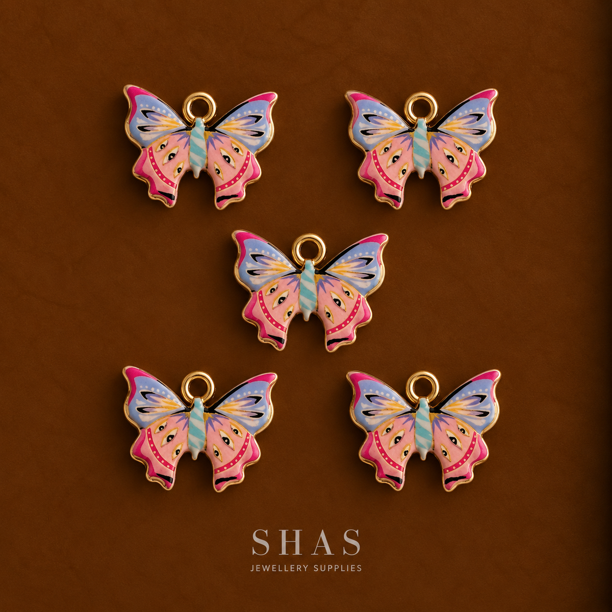APC04K Pastel Butterfly Alloy Printed Charm ( 1 PC )