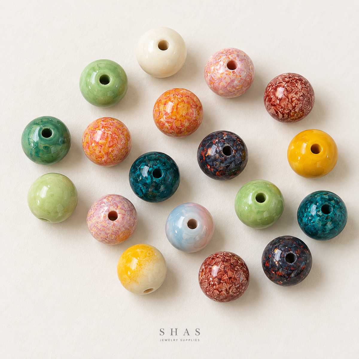 PCB28 Round Ceramic Bead ( 1 pc ) Porcelian Ceramic