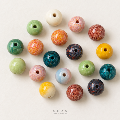 PCB28 Round Ceramic Bead ( 1 pc ) Porcelian Ceramic