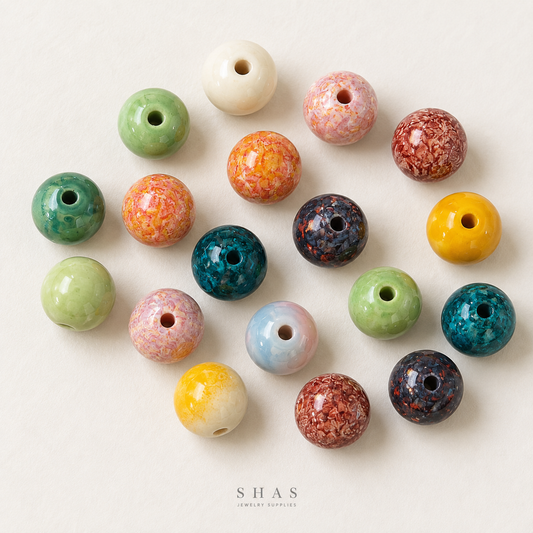 PCB28 Round Ceramic Bead ( 1 pc ) Porcelian Ceramic