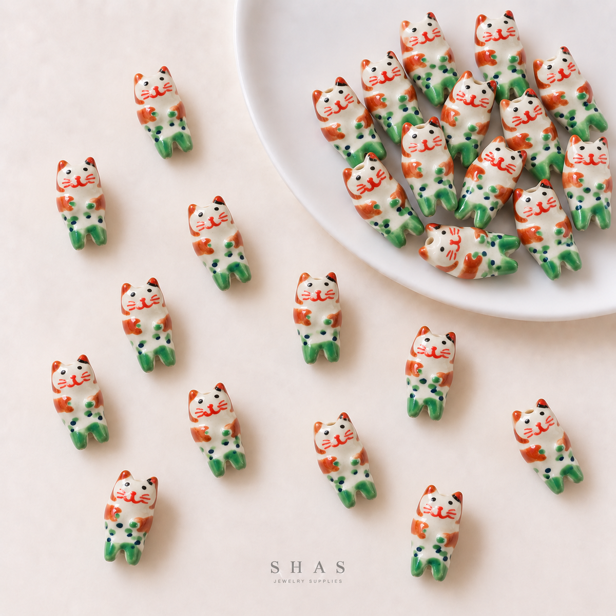 PCB26T Cat Fish Hand-Painted Ceramic Bead ( 1 pc ) Porcelian Ceramic